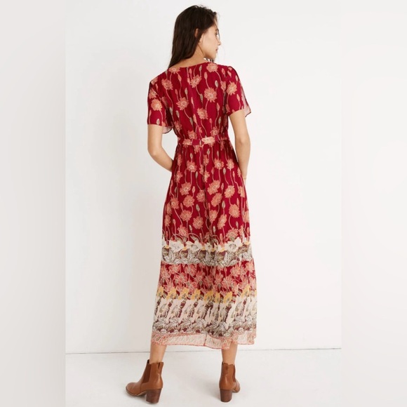 Madewell Tulip-Sleeve Boho Maxi Dress in Tall Sunflowers Side Slit V-Neck Size 0 - Picture 3 of 16